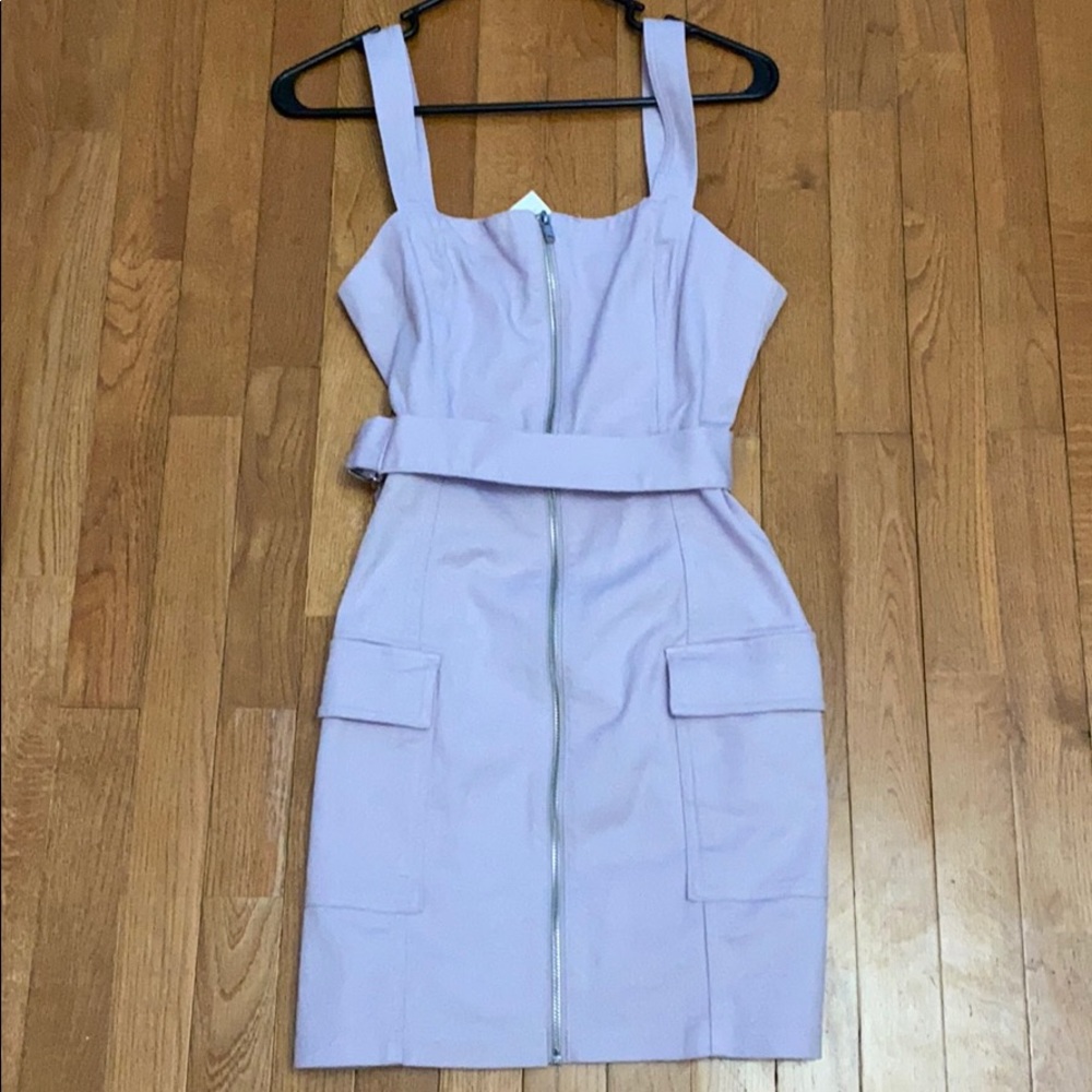 Lavender Zip-front Overall Dress